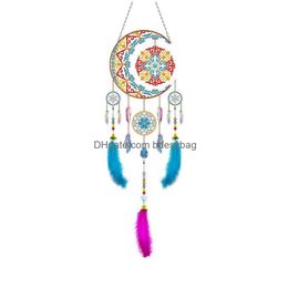 Decorative Objects Figurines Colorf Kids Room Wall Hanging Dream Catcher Kawaii Star Feather Boho Bedroom Hom Dhd8B