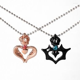 Keychains Couple Necklaces Cute Rhinestone Crown Love Heart Charms Pendant Choker Necklace Trendy CP Accessories Jewellery Party Gift