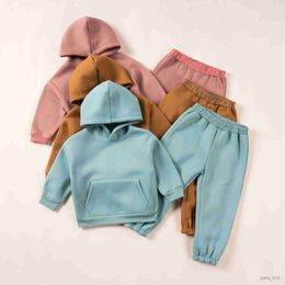 Clothing Sets Winter Children Tracksuits Suits 0-6Y Boys Girls Clothing Suit Solid Plush Sweater and Sports Pants Set