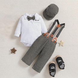 Clothing Sets Born Boys Formal Clothes Set Infant Gentleman Birthday Romper Outfit With Hat Overalls Pants Jumpsuit Suit