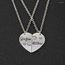 Pendant Necklaces 2 Pcs/Set Daughter Mother Necklace Heart Splice Fashion Jewelry Gift For And A Birthday Present