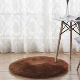 Carpets Solid Color Fluffy Carpet Sofa Bedside Foot Mat Round Anti-slip Rugs For Kitchen Living Room Decor Water Absorbent Bath Pads1