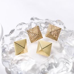 Stud Earrings HECHENG Pyramid Ear Personality Minimalist Jewellery Accessories For Women Girls Brass Zircon