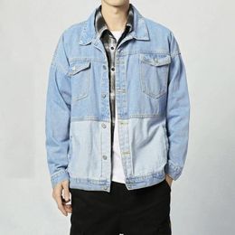 Men's Jackets Vintage Denim Jacket Men Spring Patchwork Quilted Waistcoat Male Streetwear Fashion Jeans Dresses Coat Nice