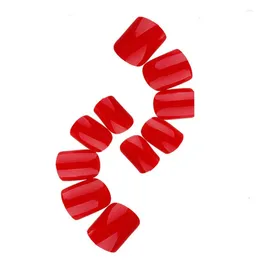 False Nails RCP-24pcs Full Cover Red Self-Adhesive Fake Nail Polish Tips Colourful Glued Acrylic Artificial French Manicure RCP-04