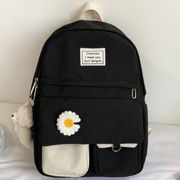 School Bags College Girl Cute Backpack Female Flower Girl Harajuku School Bag Book Kawaii Backpack Nylon Girl Fashion Bag 230403