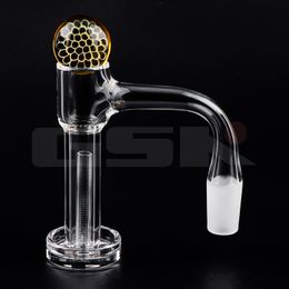 Full Weld Beveled Edge Smoking 4mm bottom Terp Slurper Quartz Banger With Hollow sandblasting Pillar/Honeycomb Cap 10mm 14mm 18mm 20mmOD for Dab Rigs Water Pipes