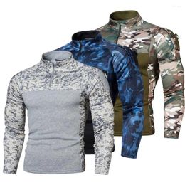 Men's Hoodies Sweatshirts Outdoor Sportwear Long Sleeve Pullover Tracksuits Military Field Camouflage Casual Standing Collar Jersey Coat