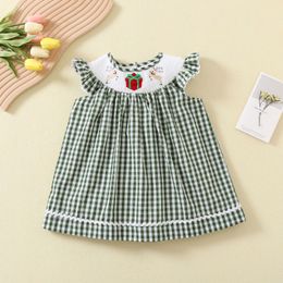 Girl's Dresses Girls' Summer Dress Thin Small and Medium Sized Children's Clamping Dress Cute Cartoon Embroidery Pattern Princess Dress 231103