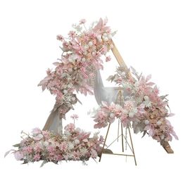 Decorative Flowers & Wreaths Wedding Artificial Flower Row Pink Rose Small Corner Proposal Party Background Decoration ArrangementDecorative