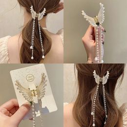 1PC Pearl Tassel Butterfly Hair Claw Vintage Long Pendant Hair Clips Crab Barrette Headband Hair Accessories Hairpin Elegant
