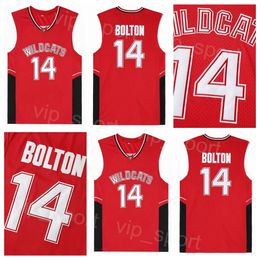 Movie High School Wildcats Basketball Jersey 14 Troy Bolton Shirt College University Pure Cotton for Sport Fans All Ed Team Red Size Breathable Mens NCAA