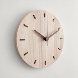 Wall Clocks 12 Inch Wooden Clock Modern Design Hanging Round Quartz Home Decor Living Room Office Simple Silent Gift