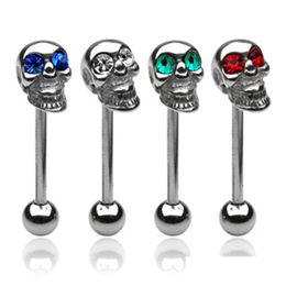 Tongue Rings 12Pcs 316L Stainless Steel Skl Body Jewellery Piercing Ring Studs Barbell Halloween Gift Drop Delivery Dhgarden Dhti0