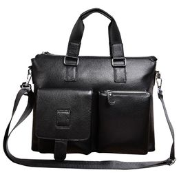 Briefcases Famous Design Briefcase Retro Genuine Leather Business Totes Bag Handbag Men's Shoulder Laptop