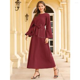 Ethnic Clothing Fashion Women Abaya Diamonds Muslim Long Maxi Dress Dubai Turkey Arabic Gown Kaftan Islamic Party Eid Ramadan Jalabiya