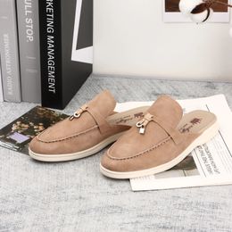 Slippers Spring Autumn Flat Bottom Lock Tassel Suede Leather Women Mules Loafers Single Casual Men Shoes Top Quality Women Slipper 231102