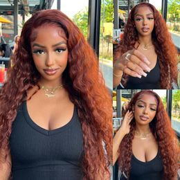 Pre Cut Wear and Go Glueless Wig Reddish Brown Water Wave Lace Front Wigs 6x4.75 HD Lace Closure Wig Pre Plucked