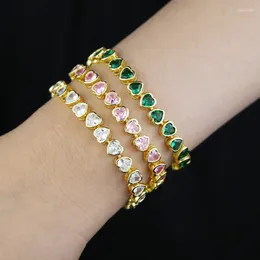 Charm Bracelets Fashion Jewellery Gold Colour Bezel Heart CZ Bracelet For Women - High Quality Valentine's Day Gift