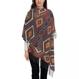 Scarves Vintage Turkish Kilim Diamond Tribal Scarf Women Men Luxury Winter Shawl Wraps Bohemian Geometric Ethnic Art Tassel