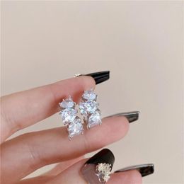 Hoop Earrings Fashion Jewelry Geometry Zircon Love Ear Buckle Niche Temperament Design Sense Ring N Ladies