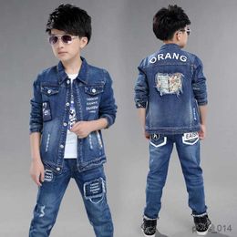 Clothing Sets Jean Spring Autumn Children's Clothes Set Baby Boys Coat Pants Kids Teenage Gift Formal Boy Clothing High Quality