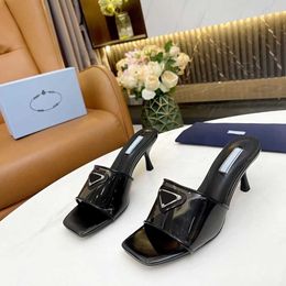 Summer spring popular women's slippers heel height 6.5cm imported transparent PVC soft breathable square head sandals full set bag box 35-42