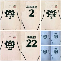 Basketball College 2 Jaren Jackson Jr Jerseys 44 Emma Ward 22 Miles Bridges University Team White White All Stitched Shirt For Sport Fans Breathable Uniform NCAA