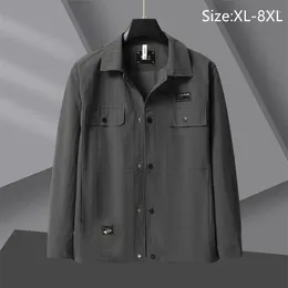 Men's Jackets 2023 Autumn Classic Jacket Fashion Daily Loose Casual Lapel Check Workwear Plus Size Dad Clothing 6XL 7XL 8XL