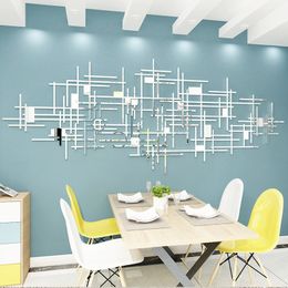 Wall Stickers Simple geometric mirror acrylic living room wall stickers original 3D DIY wall stickers home decoration 230403