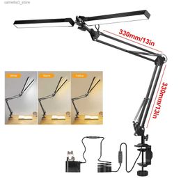 Desk Lamps EU/US 12V LED Dest Lamp Eye-Care Reading Light with Clamp 24W Indoor Light Table Clamp Folding Light for Office/Study/Working Q231104