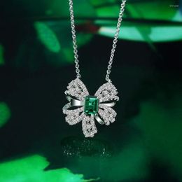 Chains European And American Luxury Butterfly Necklace Female 925 Silver Pendant 1.5ct Grandmother Green Belt Certificate 40 5