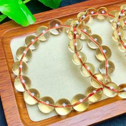 Strand Natural Citrine Bracelet Handmade Yellow Crystal Quartz Jewelry Stretch Bangle Children Birthday Gift 1pcs 8/10MM