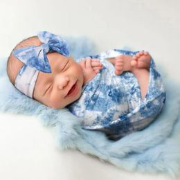 Blankets 2Pcs/Set Baby Blanket Swaddle Props For Pography Born Receiving With Headband Product