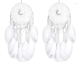 Decorative Figurines 2X LED Dream Catcher Handmade Catchers For Bedroom Wall Hanging Home Decor Ornaments Craft (White)