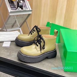 Designer Green Medium Low Top Short Boots Popular Autumn and Winter Big Headed Single Shoes