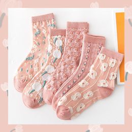Women Socks Autumn Women's Girls Pink Cotton Mid-tube Can Be Worn Four Seasons