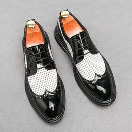 Dress Shoes 2023 Summer Men Casual Business Design Black Lace-up Mens Glitter Leather Deyby Plus Size 47