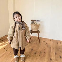 Jackets Winter Baby Lamb Fleece Coat Long Sleeve Boy Girls Letter Casual Padded Jacket Toddler Children Plus Velvet Thick Warm