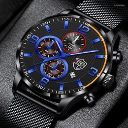 Wristwatches Fashion Men's Watches For Men Business Black Stainless Steel Mesh Belt Quartz Wrist Watch Man Casual Leather Reloj Hombre