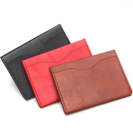 Card Holders Vintage PU Solid Bus Sleeve ID Case Business Bag Protective Holder Snap Fastener Wallet