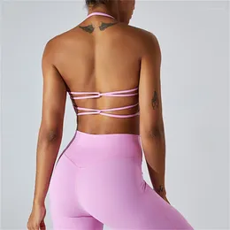 Yoga Outfit Women Sports Bras Cross Beauty Back Neck Hanging Sport Underwear 2024 Quick Drying Running Fitness Top Bralette