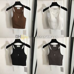 Cotton Fabric Sport Top Women Sleeveless Tanks Tops U Neck Knitted Vest Woman Gym Fitness Vests