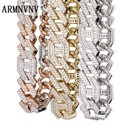 Chains Hip Hop Jewelry 14MM Cuban Chain Iced Out Bling Cubic Zircon Necklace Micro Pave Link Statement
