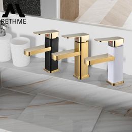 Bathroom Sink Faucets RETHME Golden Faucet Basin Fauced Deck Mounted Cold Water Mixer Taps Gold Lavatory Tap