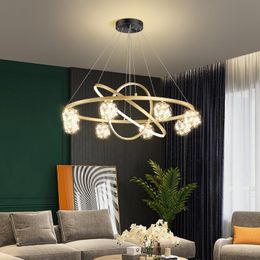 Pendant Lamps Modern Led Chandelier Minimalist Starry Light Aluminum Acrylic Ceiling Hanging Lamp Ring Coffee Living Room Dining Table Bedro