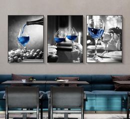 Blue Wine Glass Canvas Art Prints Poster Modern Wall Picture Bar Restaurant Kitchen Wall Decoration Dinning Living Room Decor6357118