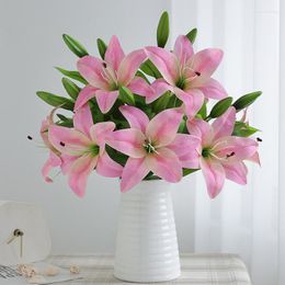 Decorative Flowers Artificial Lily Flower Wedding Home Decoration Fake High Quality Luxury Arrangement