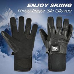 Ski Gloves Skin Ski Gloves Winter Thermal Skiing Snow Gloves Leather Snowmobile Mitten Snowboard Gloves Waterproof Anti Wear 231102