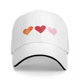 Ball Caps Warm Pink And Orange Heart Print Cap Baseball Custom Hat Girl Men's